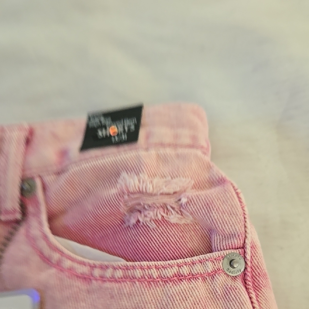 Pink Frayed Denim JR  Shorts - Picture 5 of 6
